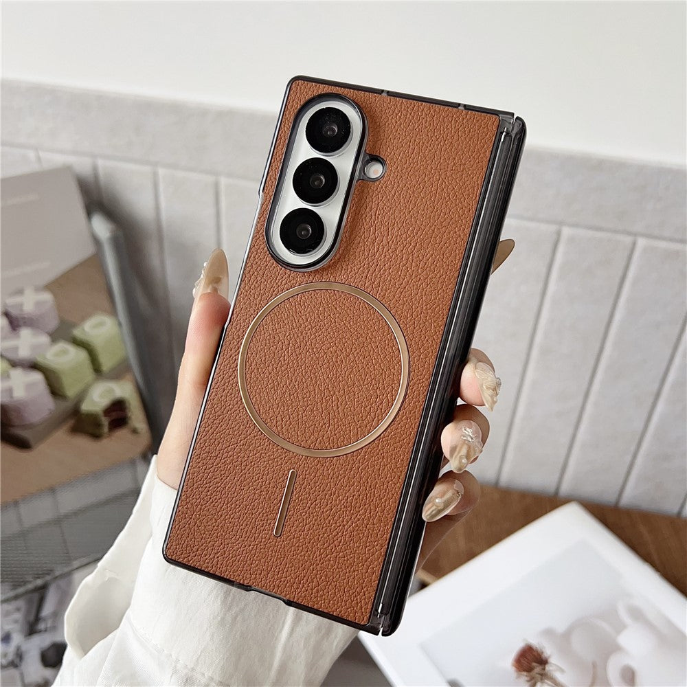 For Samsung Galaxy Z Fold7 5G Phone Magnetic Case Leather + PC Protective Cover
