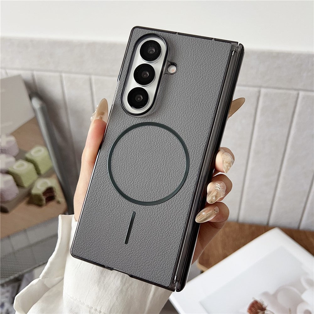 For Samsung Galaxy Z Fold7 5G Phone Magnetic Case Leather + PC Protective Cover