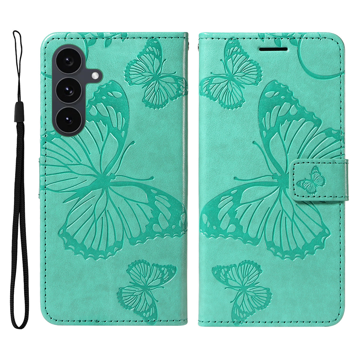 Galaxy S25 FE Wallet-Hülle – Schmetterling Aufgedruckt & Mit Ständer und Riemen