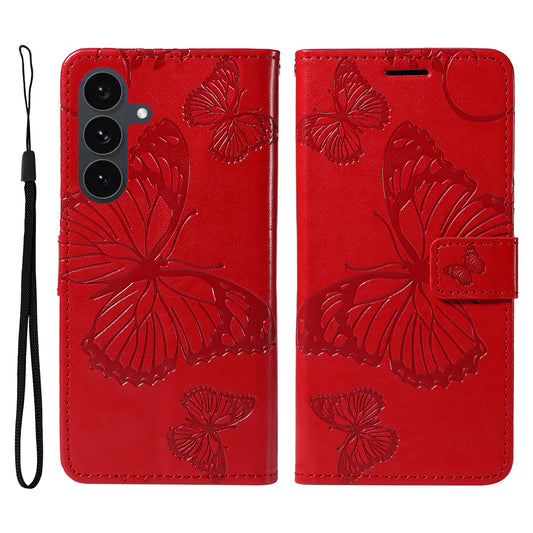 Galaxy S25 FE Wallet-Hülle – Schmetterling Aufgedruckt & Mit Ständer und Riemen