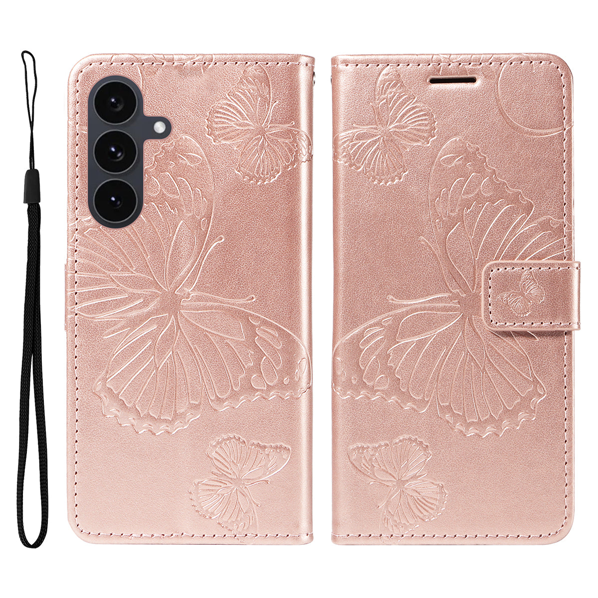 Galaxy S25 FE Wallet-Hülle – Schmetterling Aufgedruckt & Mit Ständer und Riemen