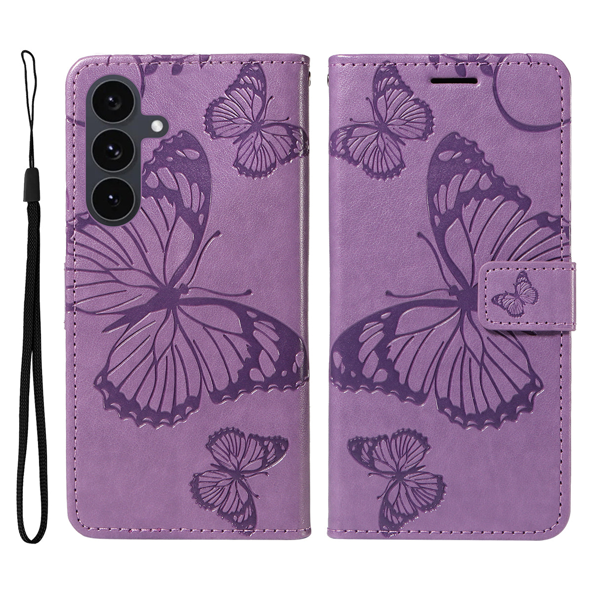 Galaxy S25 FE Wallet-Hülle – Schmetterling Aufgedruckt & Mit Ständer und Riemen