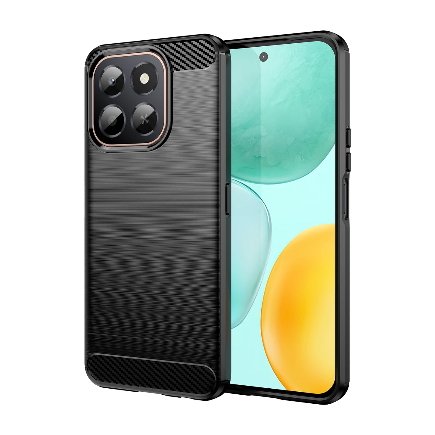 WANLONFENG For Honor X6c 4G Case with Screen Film  LS Series Big Lens Hole Brushed Texture TPU Phone Cover