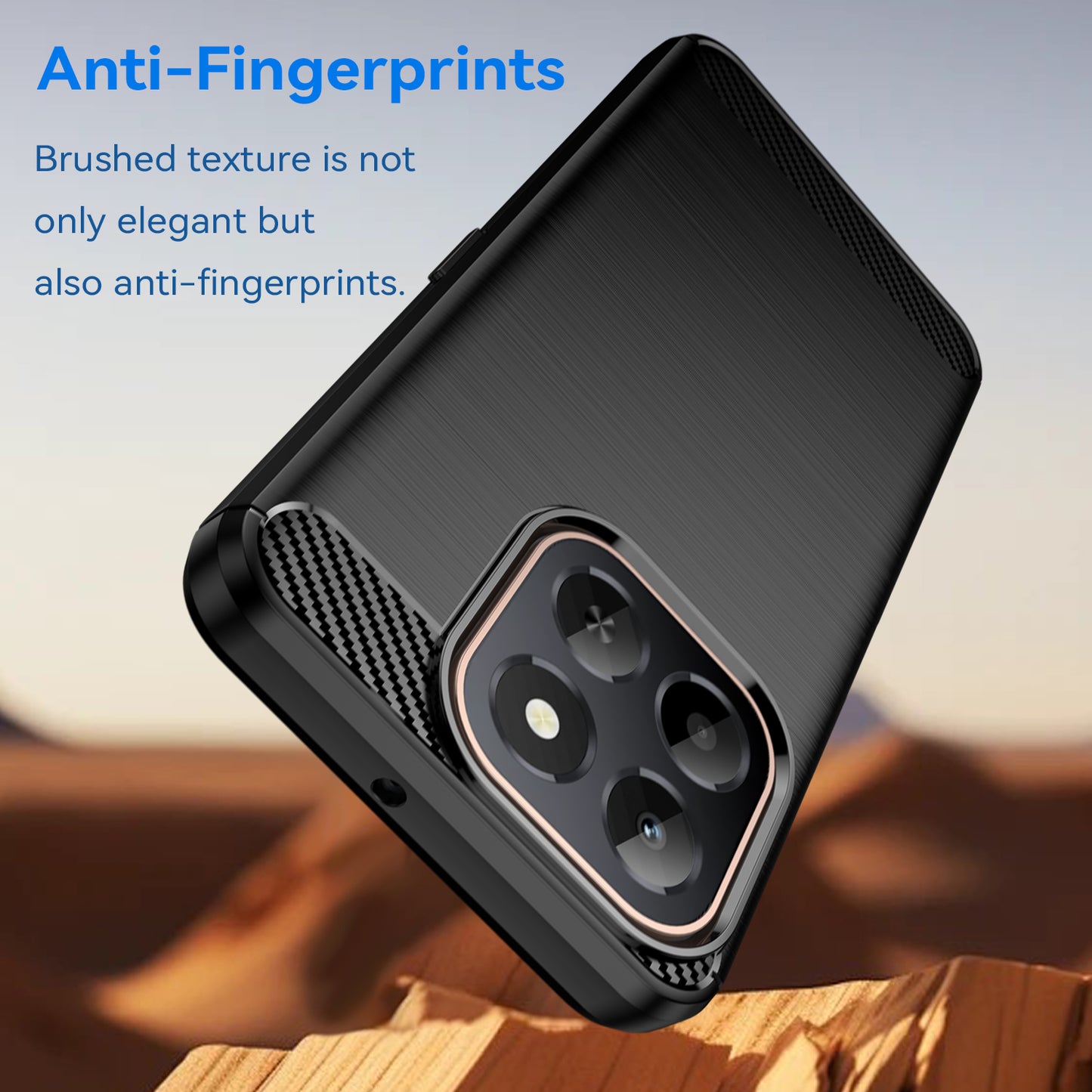 WANLONFENG For Honor X6c 4G Case with Screen Film  LS Series Big Lens Hole Brushed Texture TPU Phone Cover