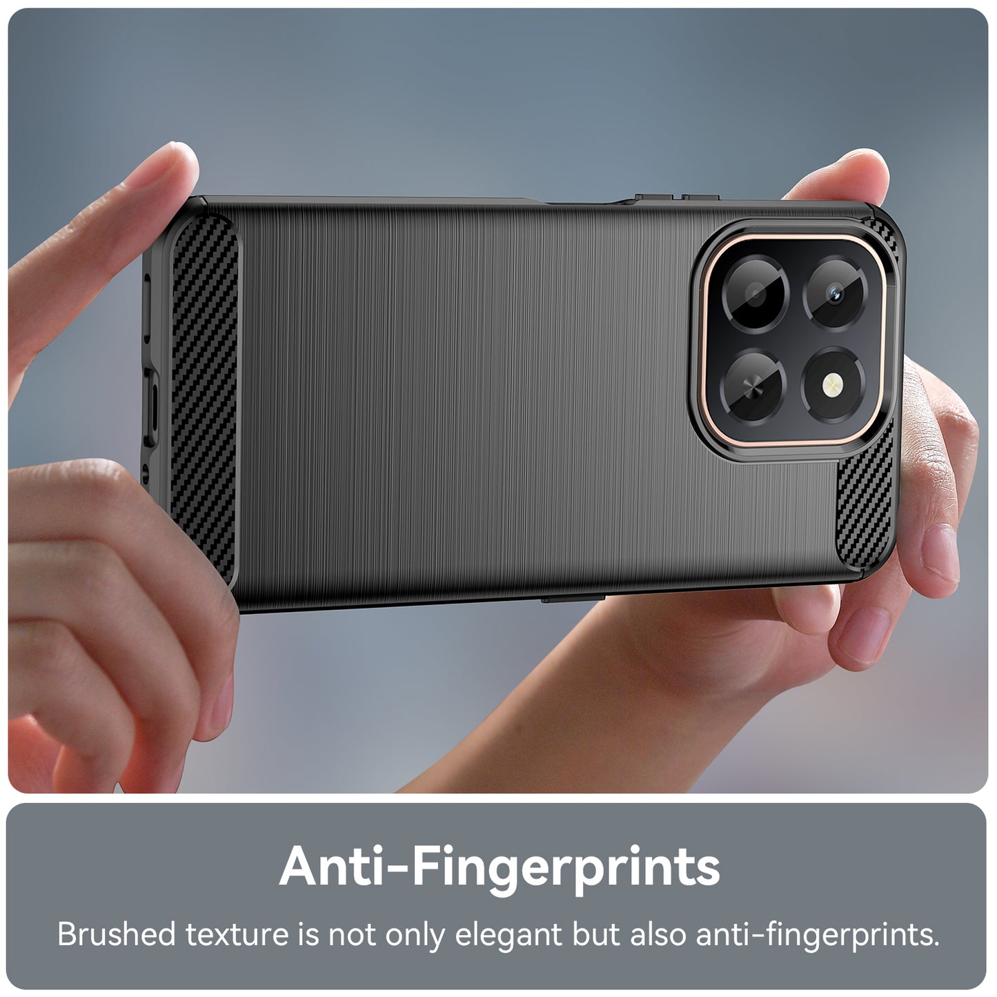 WANLONFENG For Honor X6c 4G Case with Screen Film  LS Series Big Lens Hole Brushed Texture TPU Phone Cover
