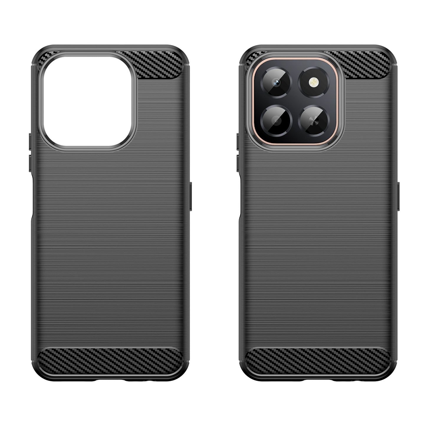 WANLONFENG For Honor X6c 4G Case with Screen Film  LS Series Big Lens Hole Brushed Texture TPU Phone Cover