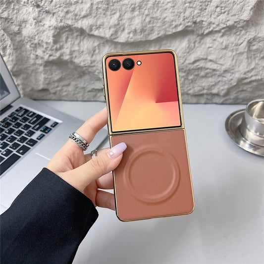 Galaxy Z Flip7 5G – Magnetische Handyhülle aus Kunststoff, PU-Leder und TPU