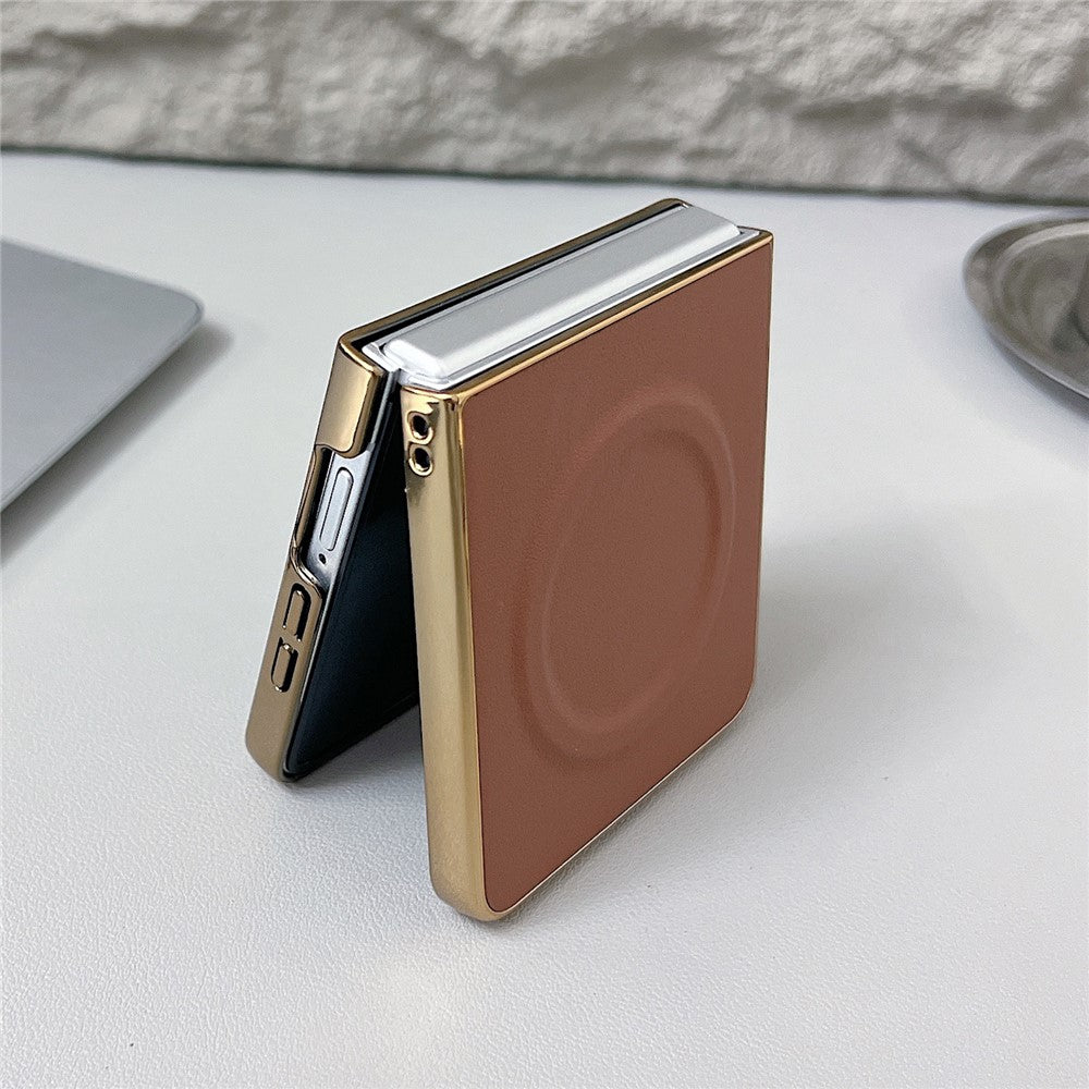 For Samsung Galaxy Z Flip7 5G Magnetic Case Nappa Texture PU + TPU + PC Phone Back Cover
