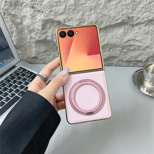 Galaxy Z Flip7 5G – Magnetische Handyhülle aus Kunststoff, PU-Leder und TPU, mit Ständer
