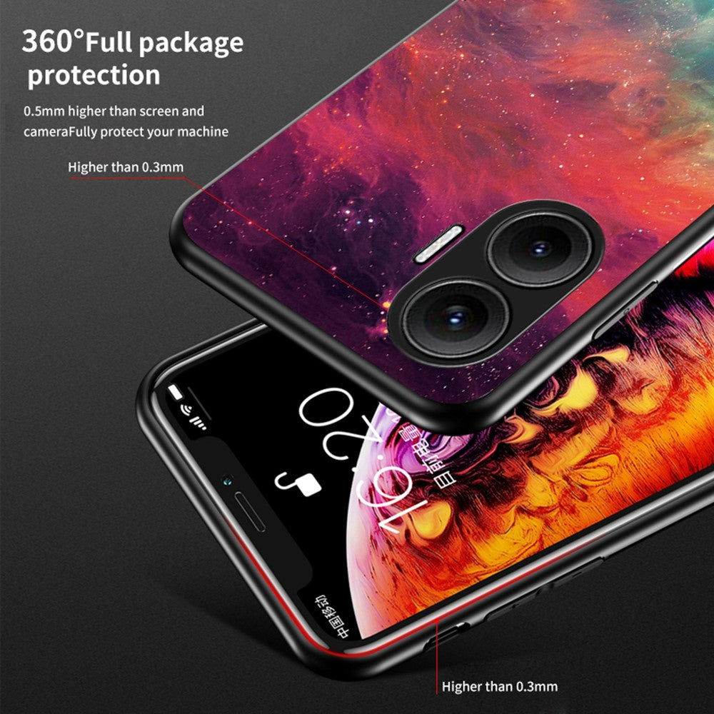 For Xiaomi Poco F7 5G / Redmi Turbo 4 Pro 5G Case Starry Sky Pattern Tempered Glass Phone Cover