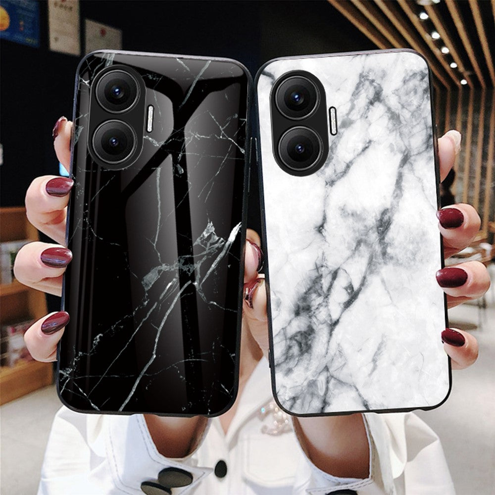 For Xiaomi Poco F7 5G / Redmi Turbo 4 Pro 5G Case Marble Pattern Tempered Glass + PC + TPU Protective Phone Cover