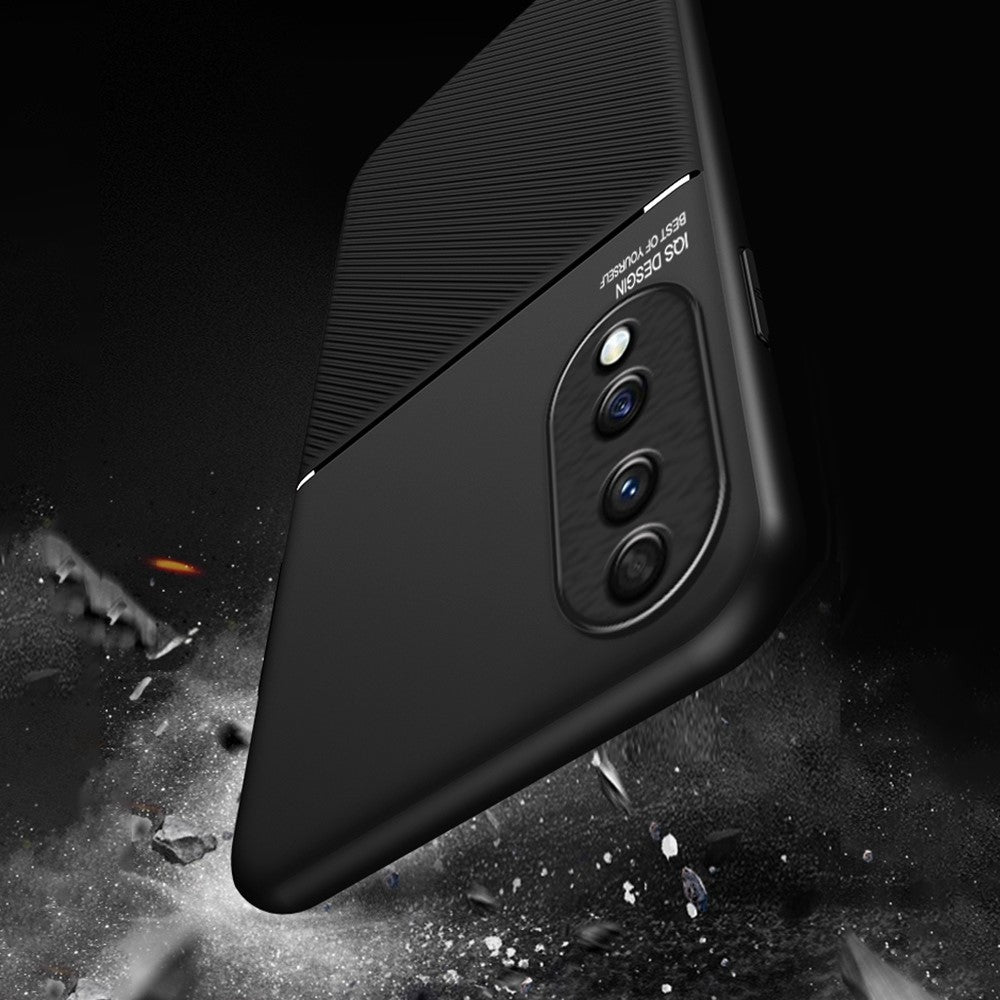Cellphone Case for Honor 70 5G, Drop-proof Lines Imprinted PU Leather+TPU Hybrid Shell with Built-in Metal Sheet