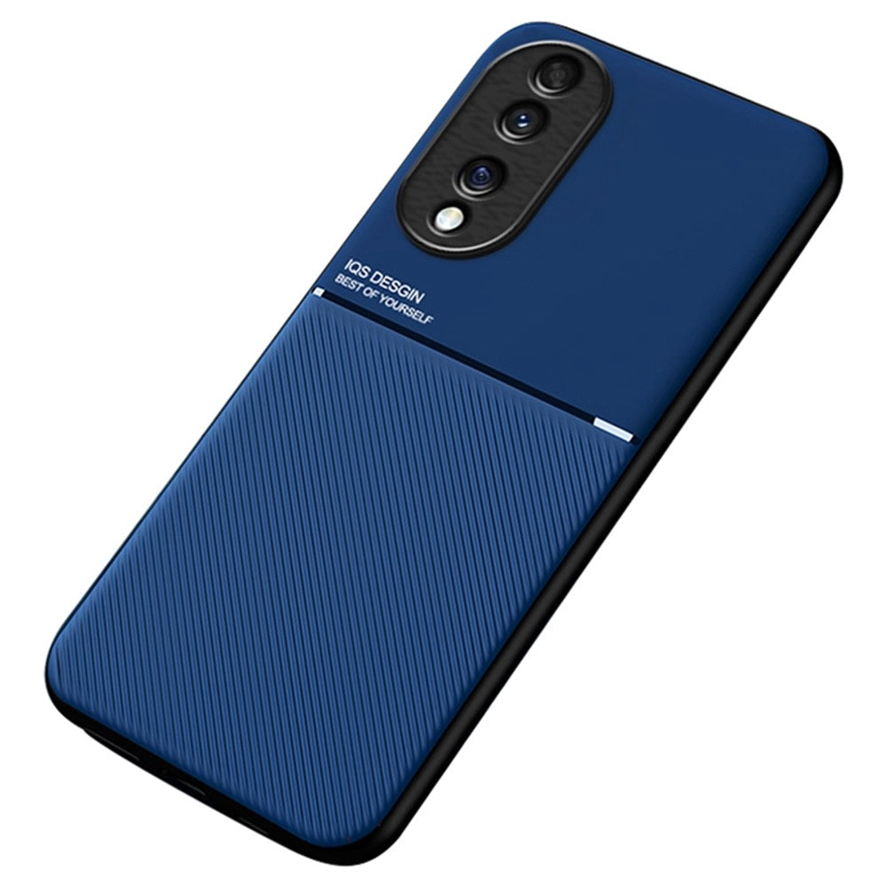 Cellphone Case for Honor 70 5G, Drop-proof Lines Imprinted PU Leather+TPU Hybrid Shell with Built-in Metal Sheet