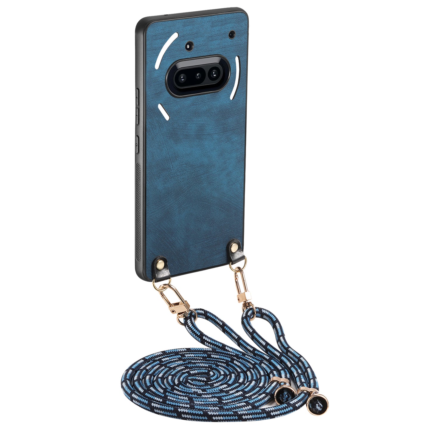 For Nothing Phone (3a) Retro Leather Phone Back Cover with Adjustable Strap