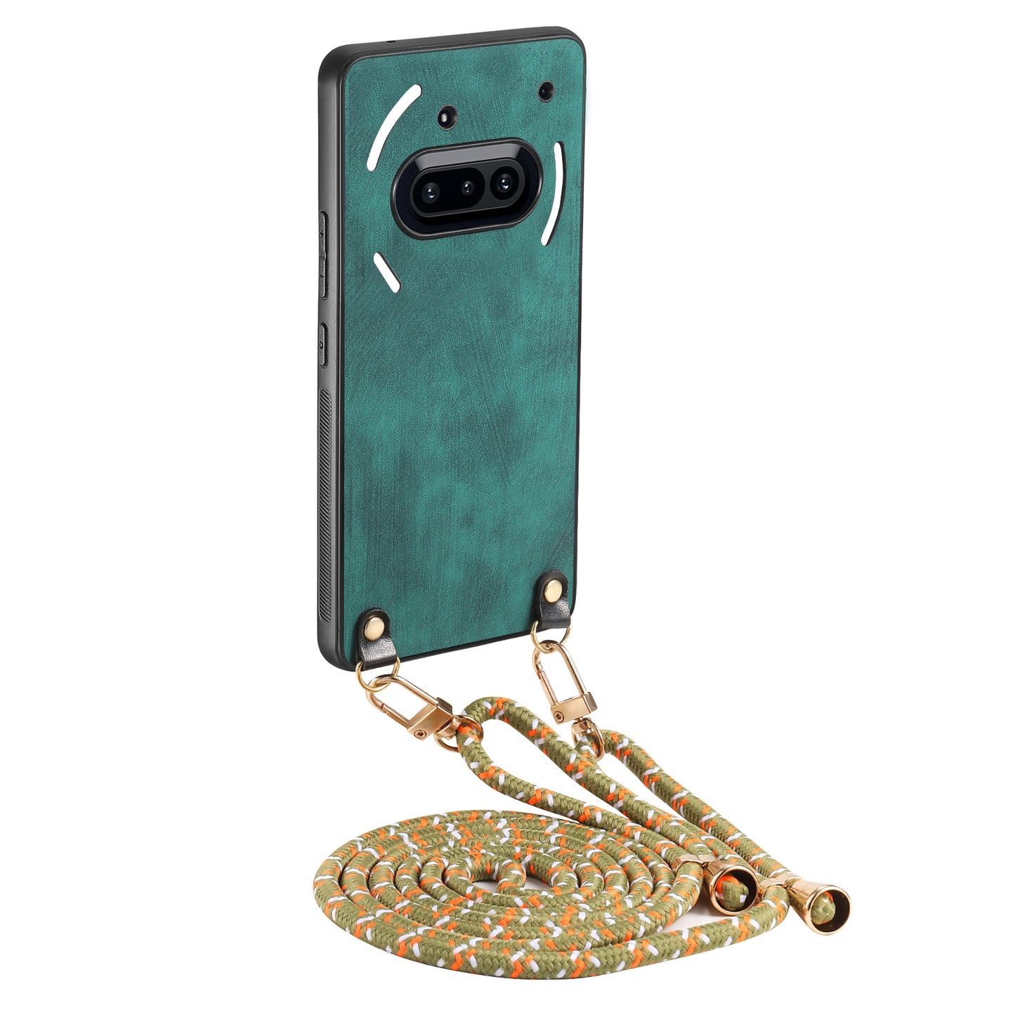 For Nothing Phone (3a) Retro Leather Phone Back Cover with Adjustable Strap