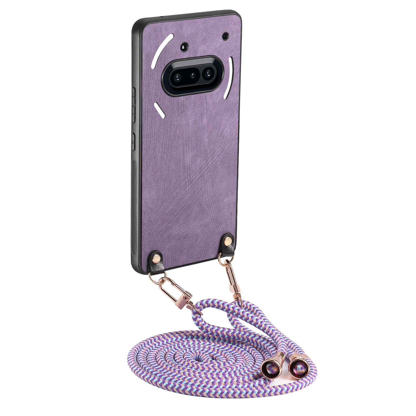 For Nothing Phone (3a) Retro Leather Phone Back Cover with Adjustable Strap