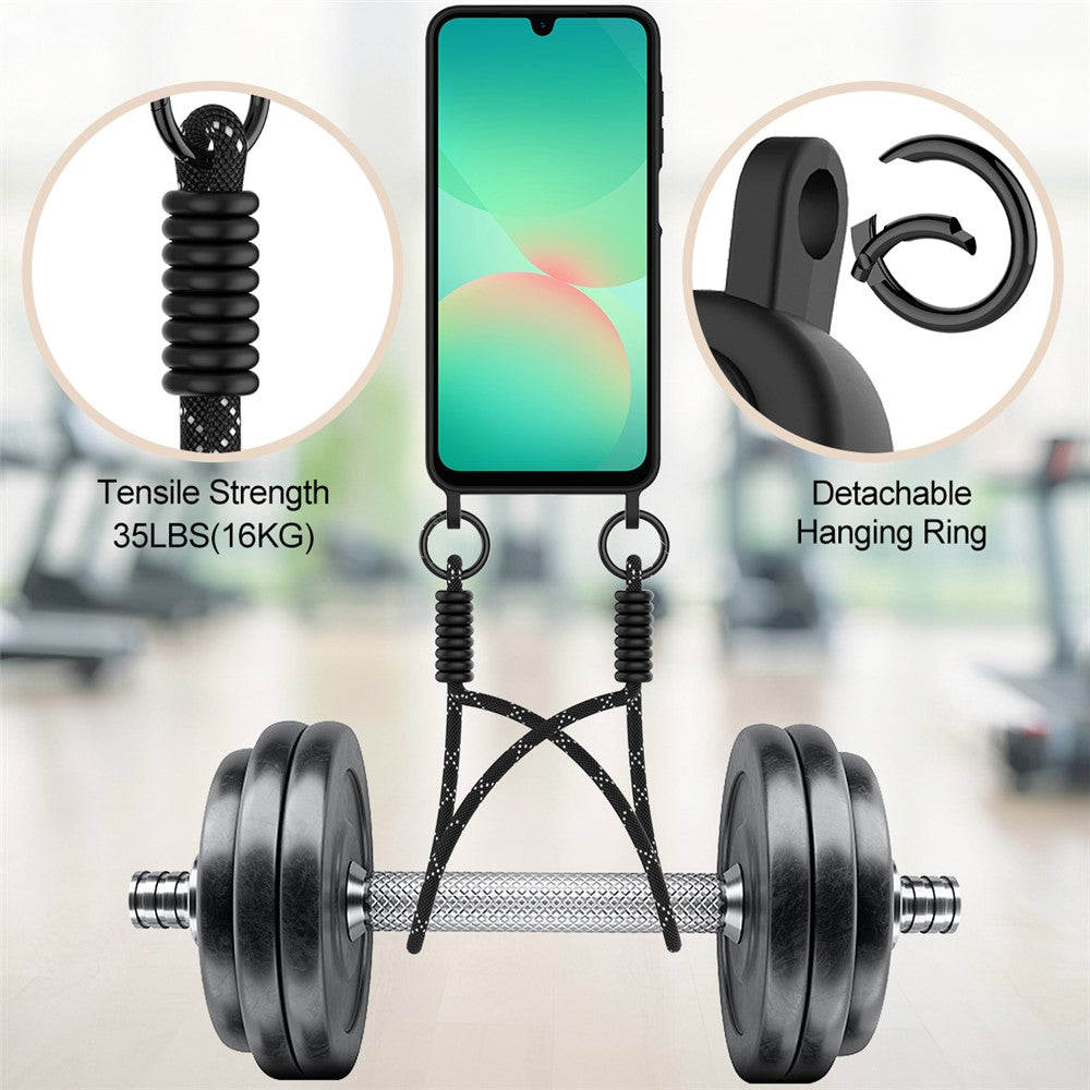 Galaxy A26 5G Silikonhülle – Sanft & mit Kartenhalter und kurzem Riemen