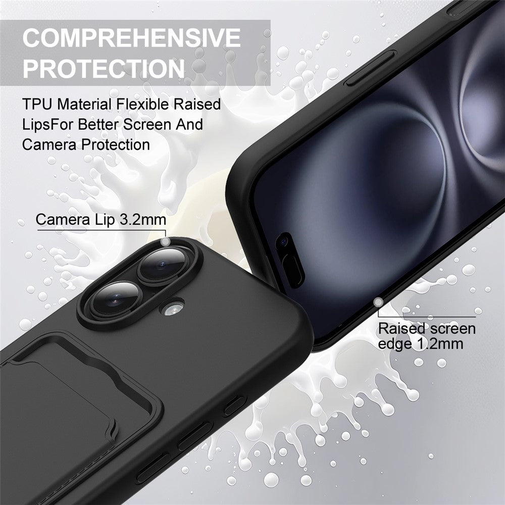iPhone 16 Silikonhülle – Sanft & mit Kartenhalter und kurzem Riemen