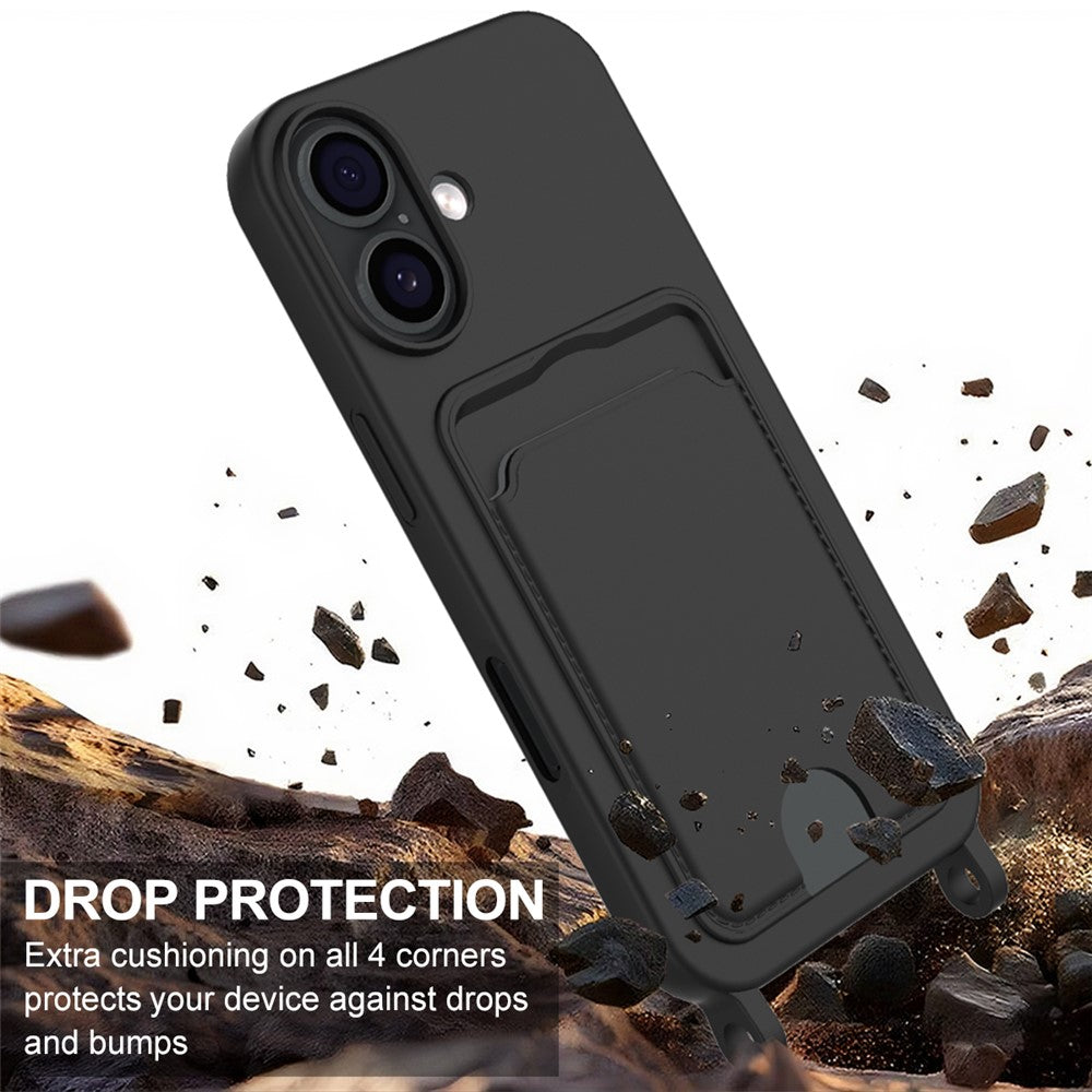 iPhone 17 Silikonhülle – Sanft & mit Kartenhalter und kurzem Riemen