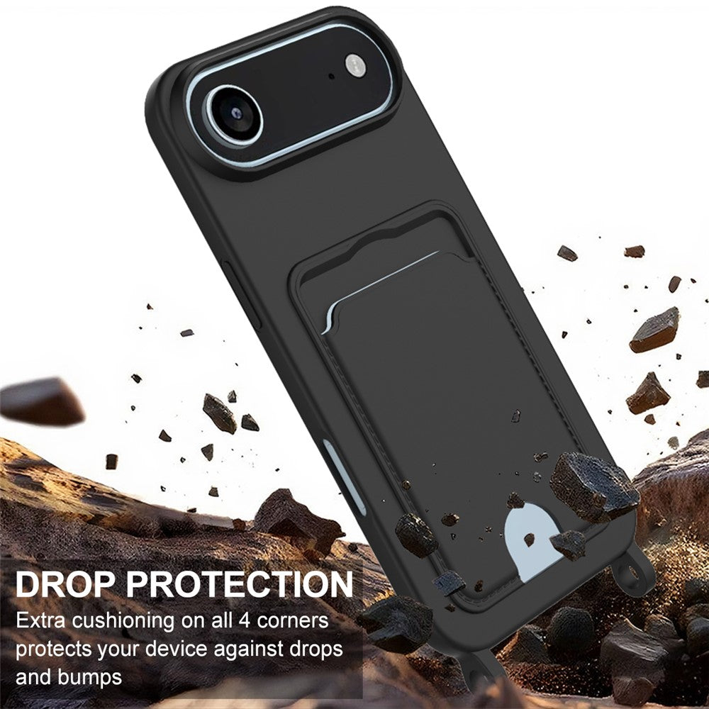 iPhone Air Silikonhülle – Sanft & mit Kartenhalter und kurzem Riemen