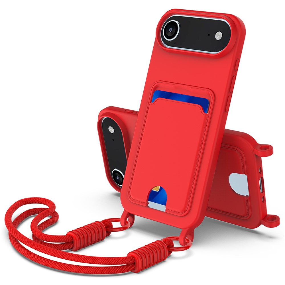iPhone Air Silikonhülle – Sanft & mit Kartenhalter und kurzem Riemen