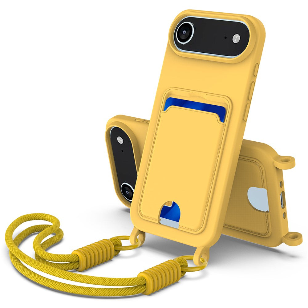 iPhone Air Silikonhülle – Sanft & mit Kartenhalter und kurzem Riemen