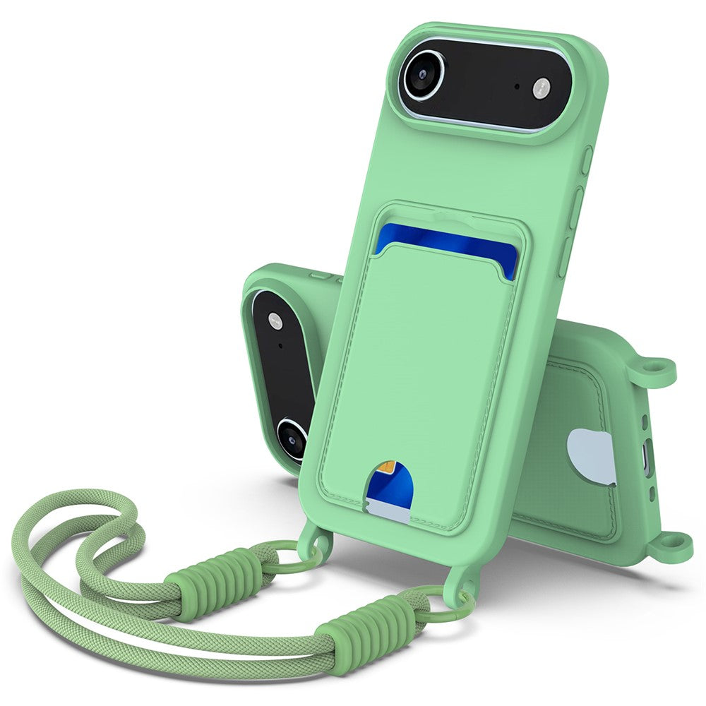 iPhone Air Silikonhülle – Sanft & mit Kartenhalter und kurzem Riemen
