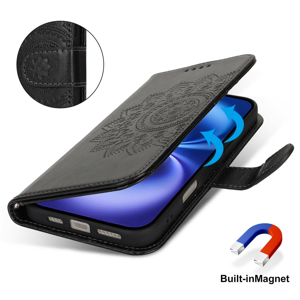 iPhone 16 Wallet-Hülle – Mit Musterdruck, Kartenfächer & Riemen