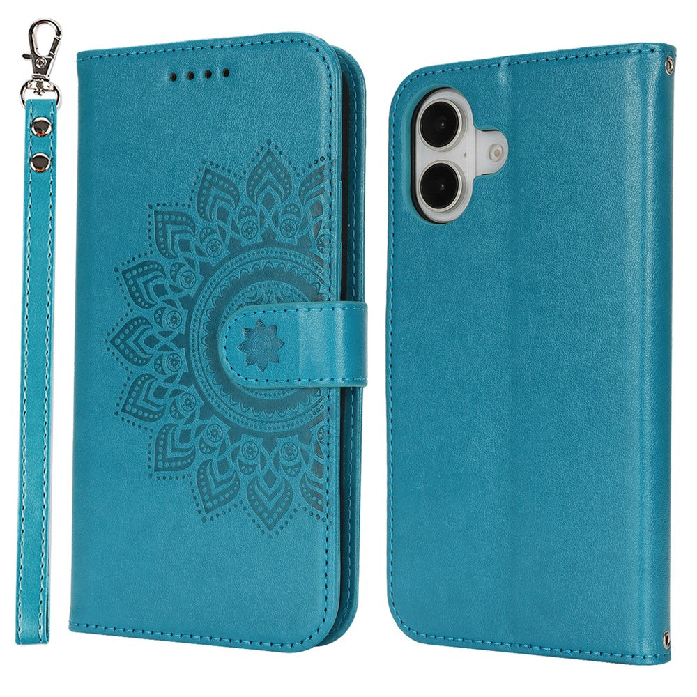 iPhone 16 Wallet-Hülle – Mit Musterdruck, Kartenfächer & Riemen
