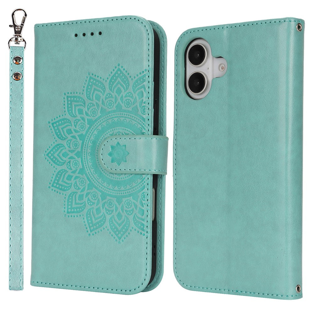 iPhone 16 Wallet-Hülle – Mit Musterdruck, Kartenfächer & Riemen
