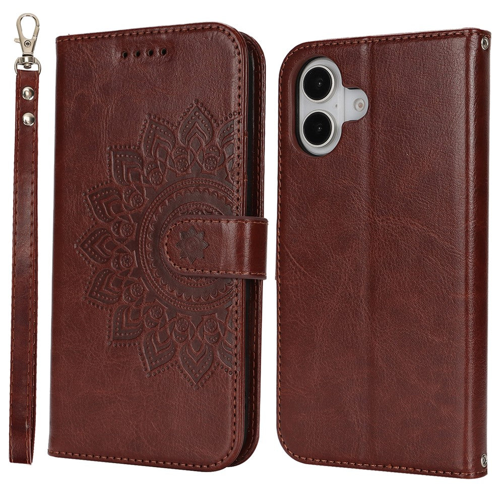 iPhone 16 Wallet-Hülle – Mit Musterdruck, Kartenfächer & Riemen