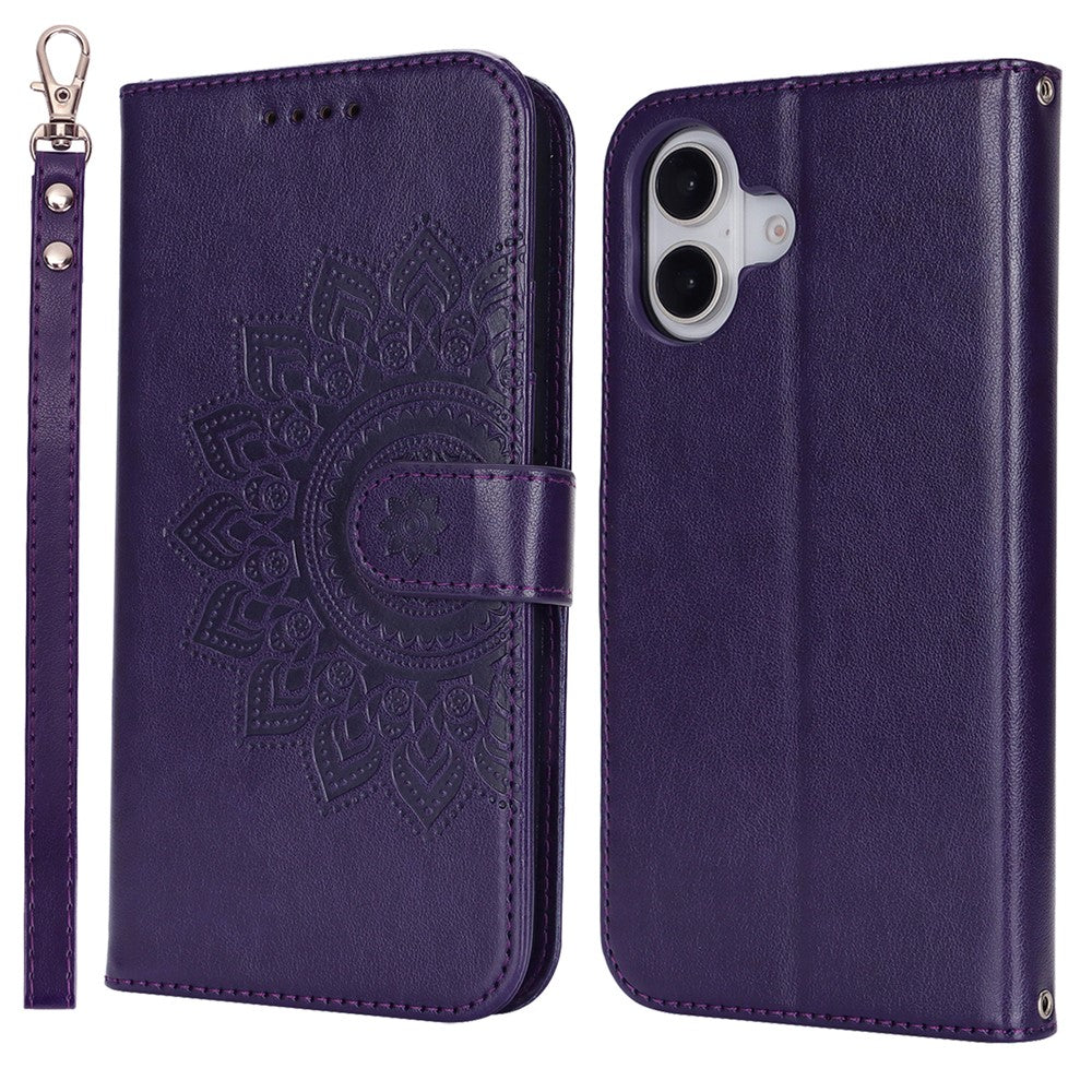 iPhone 16 Wallet-Hülle – Mit Musterdruck, Kartenfächer & Riemen