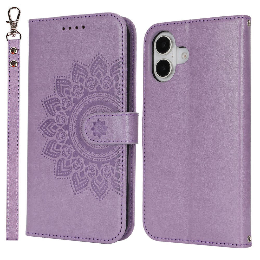 iPhone 16 Wallet-Hülle – Mit Musterdruck, Kartenfächer & Riemen