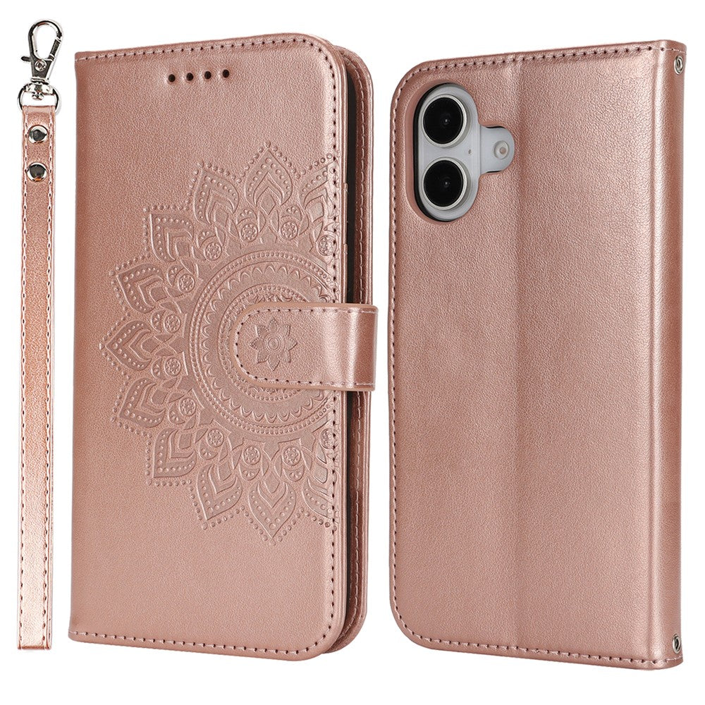 iPhone 16 Wallet-Hülle – Mit Musterdruck, Kartenfächer & Riemen