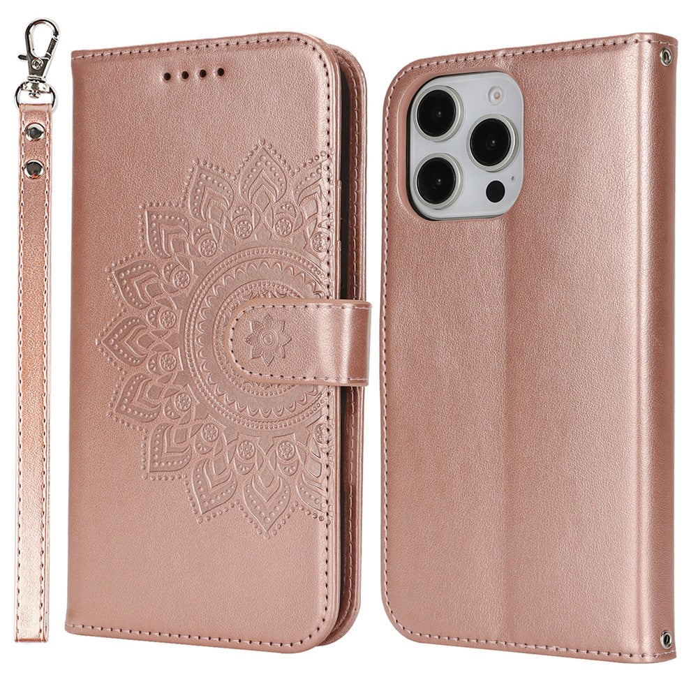 iPhone 16 Pro Wallet-Hülle – Mit Musterdruck, Kartenfächer & Riemen