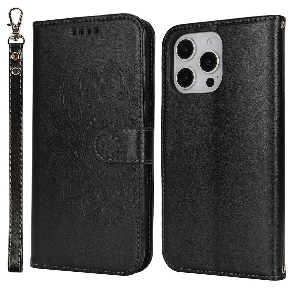 iPhone 16 Pro Max Wallet-Hülle – Mit Musterdruck, Kartenfächer & Riemen