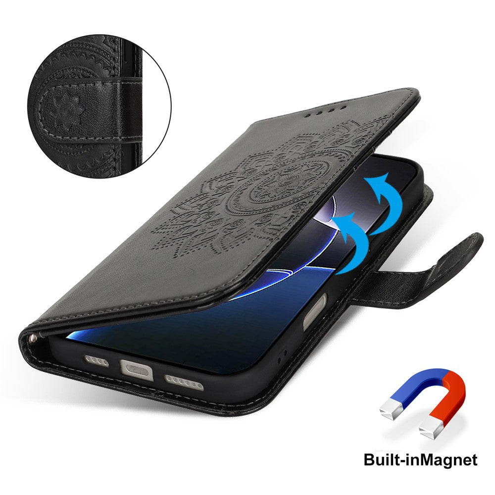 iPhone 16 Pro Max Wallet-Hülle – Mit Musterdruck, Kartenfächer & Riemen