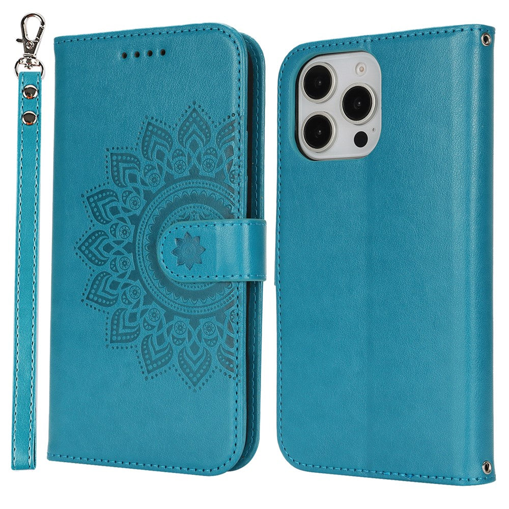 iPhone 16 Pro Max Wallet-Hülle – Mit Musterdruck, Kartenfächer & Riemen