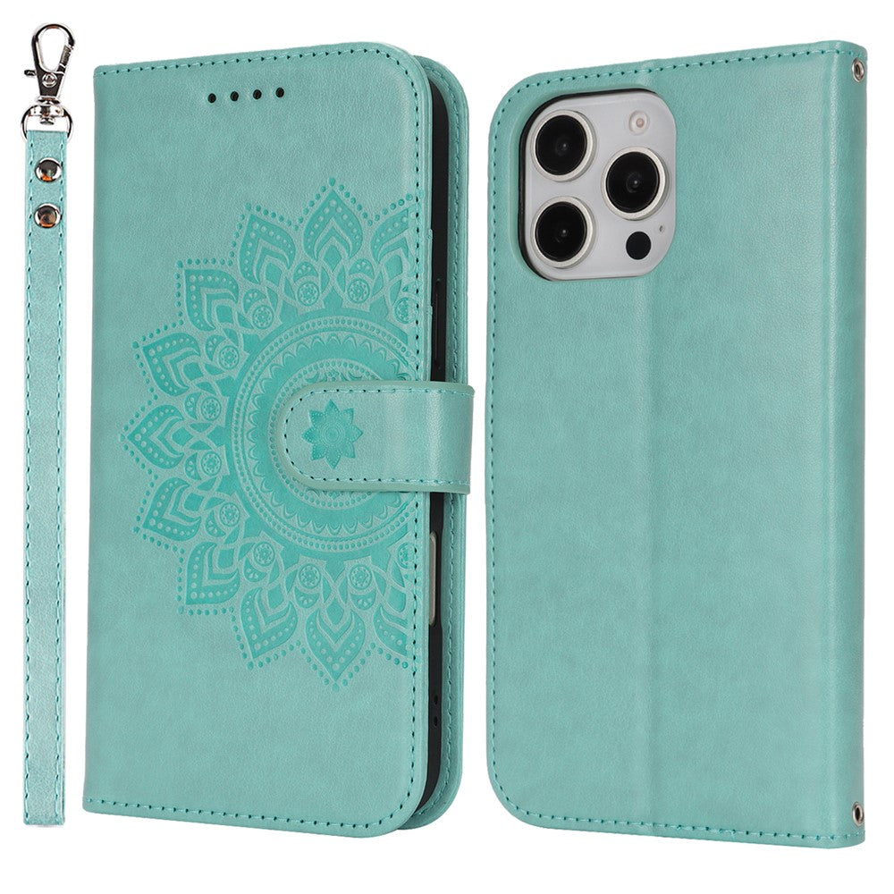 iPhone 16 Pro Max Wallet-Hülle – Mit Musterdruck, Kartenfächer & Riemen