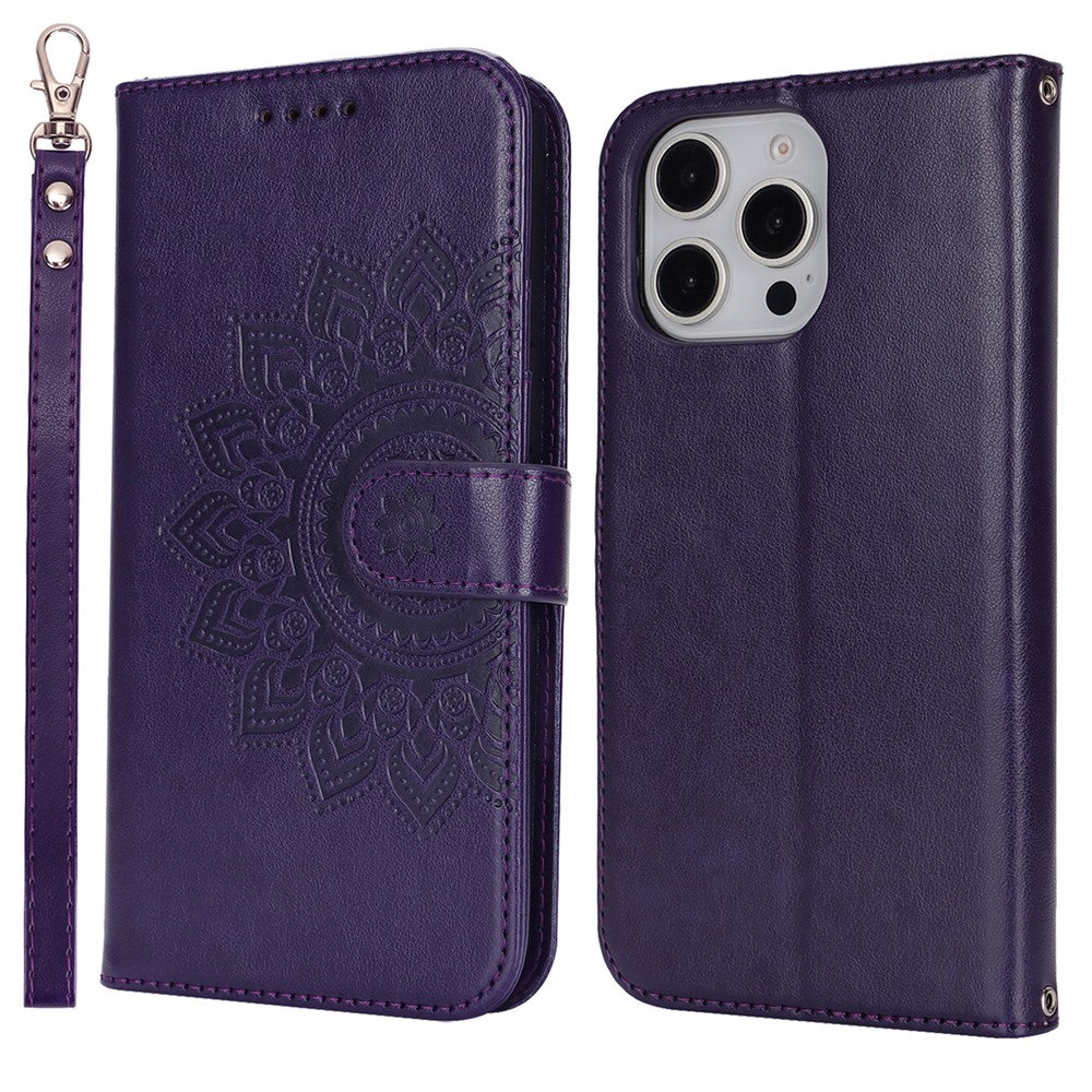 iPhone 16 Pro Max Wallet-Hülle – Mit Musterdruck, Kartenfächer & Riemen