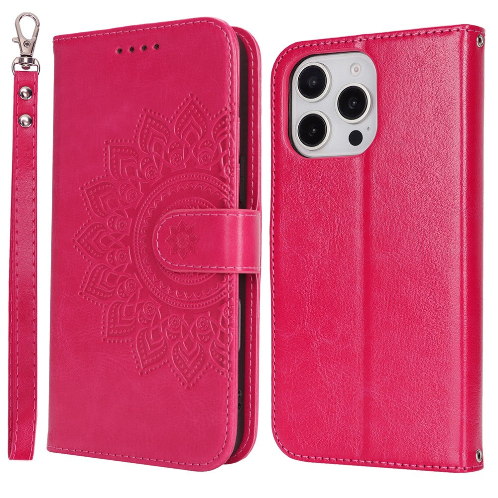iPhone 16 Pro Max Wallet-Hülle – Mit Musterdruck, Kartenfächer & Riemen
