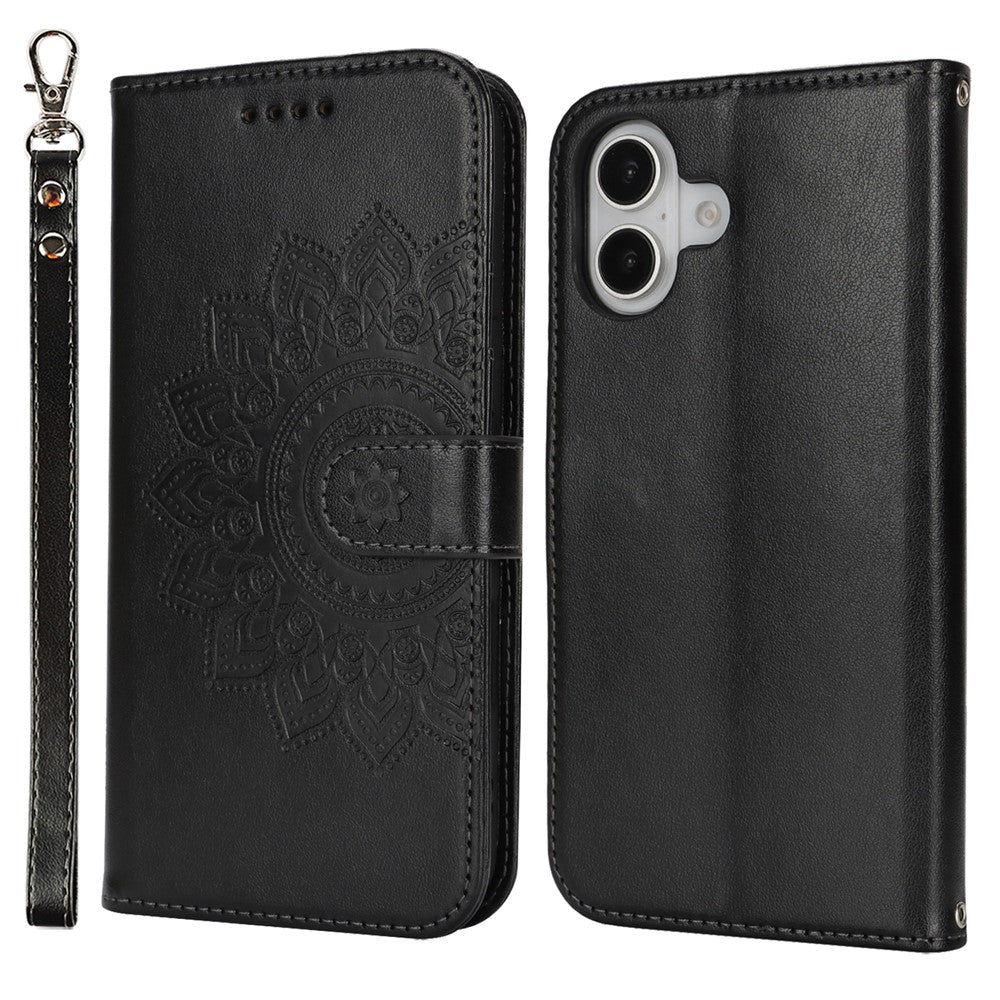iPhone 16 Plus Wallet-Hülle – Mit Musterdruck, Kartenfächer & Riemen