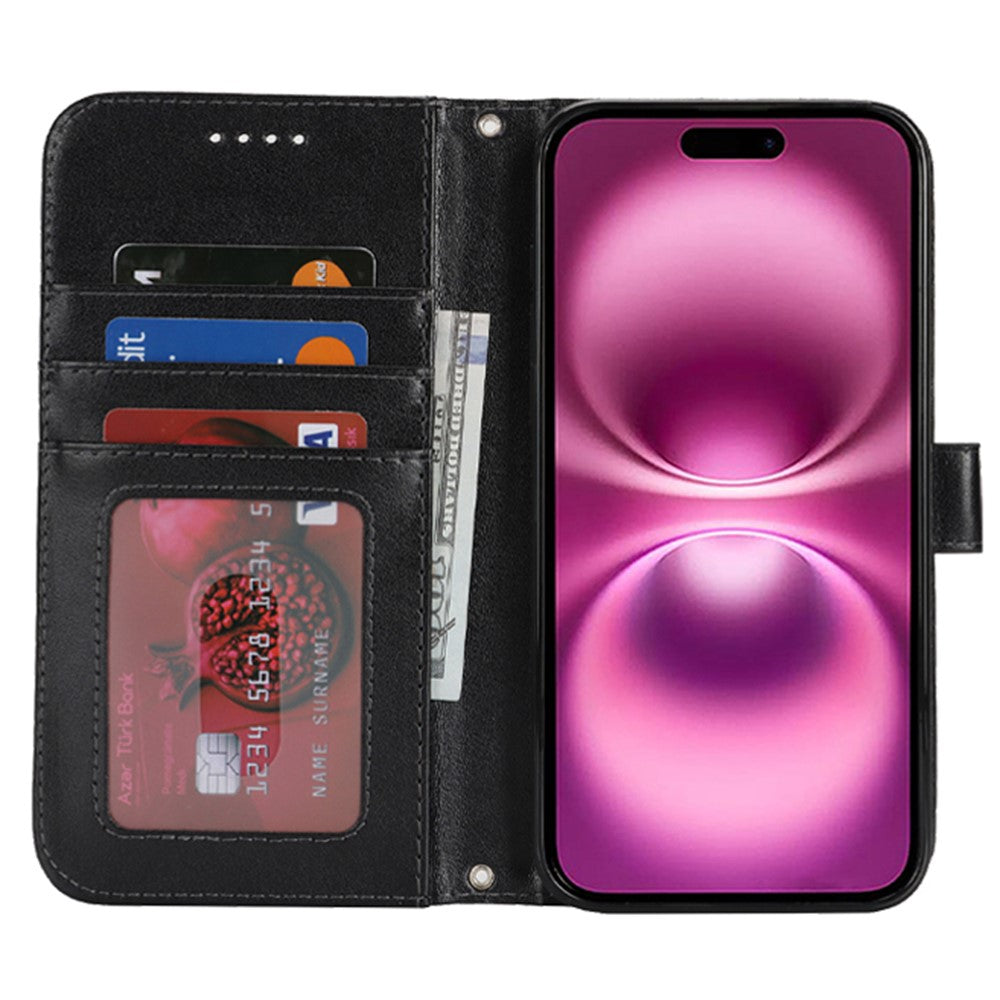 iPhone 16 Plus Wallet-Hülle – Mit Musterdruck, Kartenfächer & Riemen