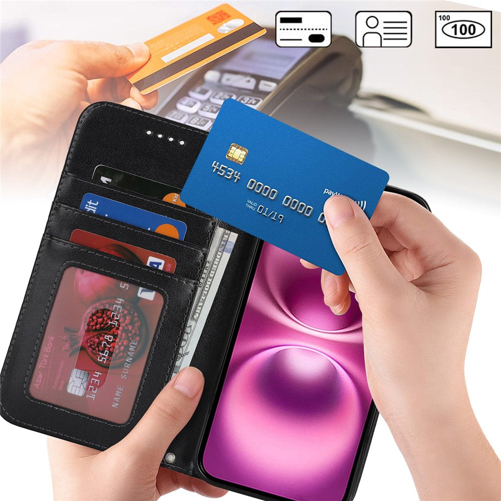 iPhone 16 Plus Wallet-Hülle – Mit Musterdruck, Kartenfächer & Riemen