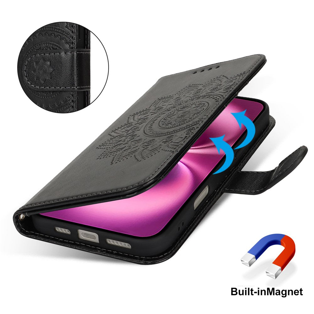 iPhone 16 Plus Wallet-Hülle – Mit Musterdruck, Kartenfächer & Riemen
