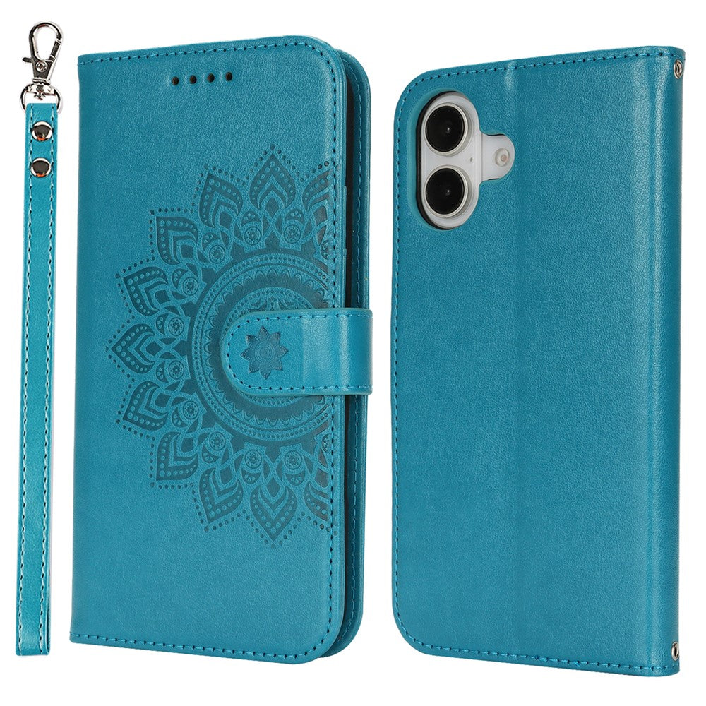 iPhone 16 Plus Wallet-Hülle – Mit Musterdruck, Kartenfächer & Riemen