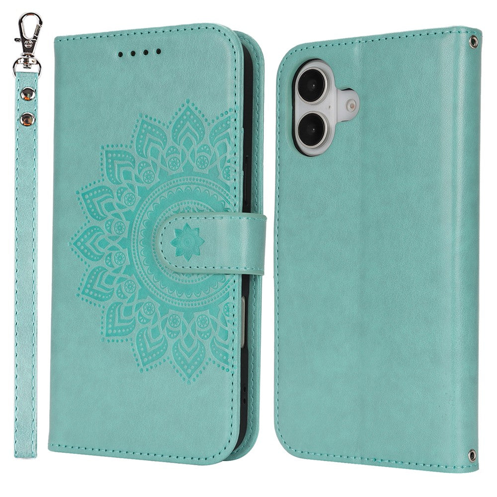 iPhone 16 Plus Wallet-Hülle – Mit Musterdruck, Kartenfächer & Riemen