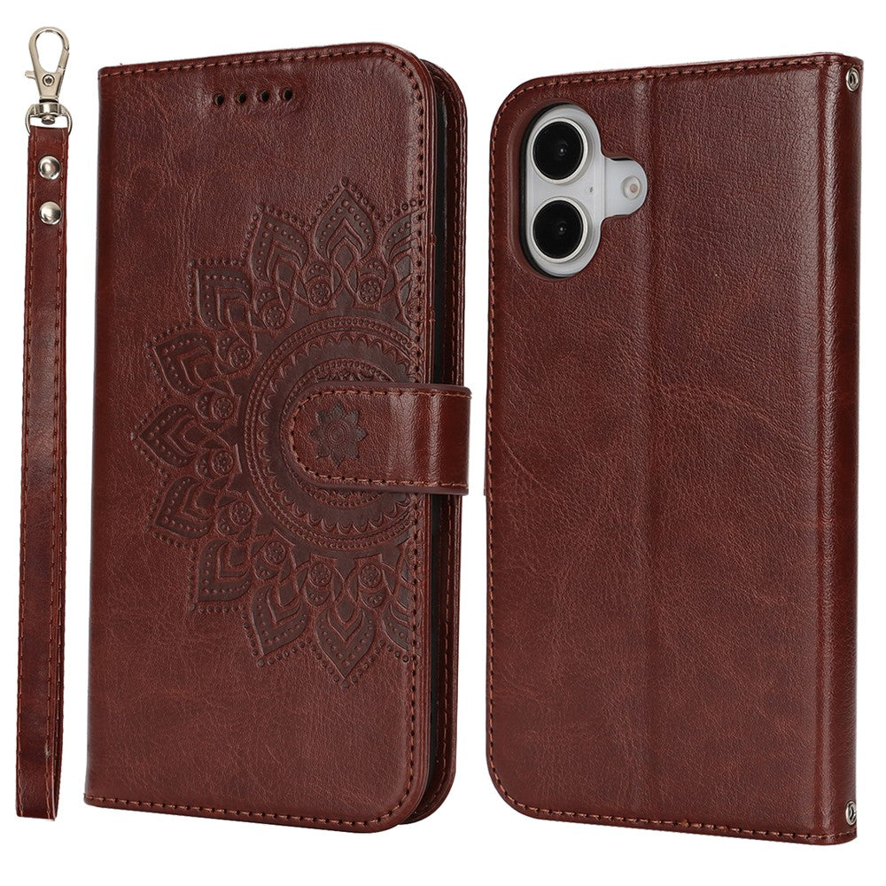 iPhone 16 Plus Wallet-Hülle – Mit Musterdruck, Kartenfächer & Riemen