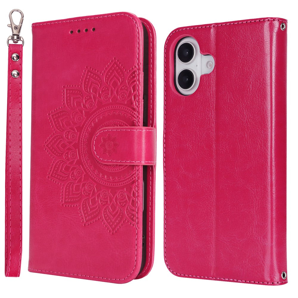 iPhone 16 Plus Wallet-Hülle – Mit Musterdruck, Kartenfächer & Riemen