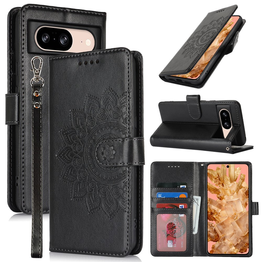 Pixel 8 Wallet-Hülle – Mit Musterdruck, Kartenfächer & Riemen
